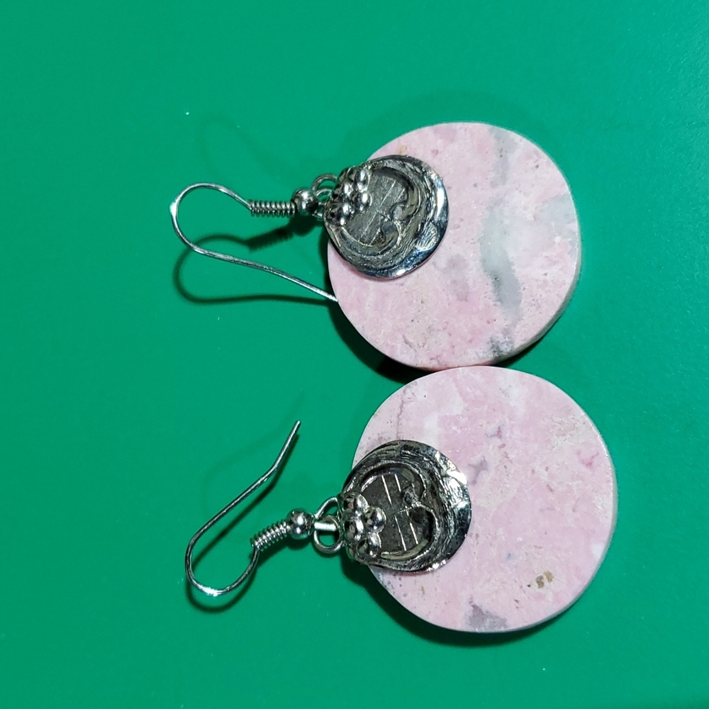 Stone art silver earrings